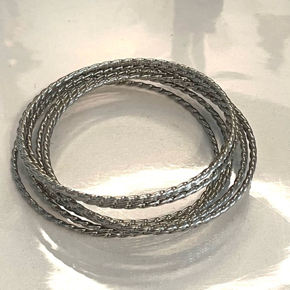 Set of 11 Silver Bangle Bracelets - Picture 2 of 5